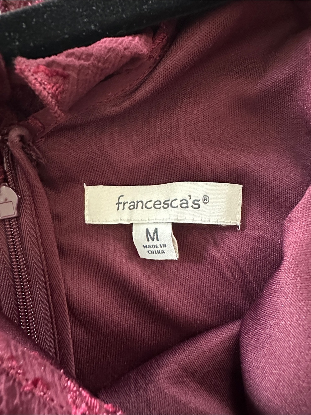 Francesca’s Ruffled V-Neck Maxi Dress in Deep Raspberry - Picture 3 of 3
